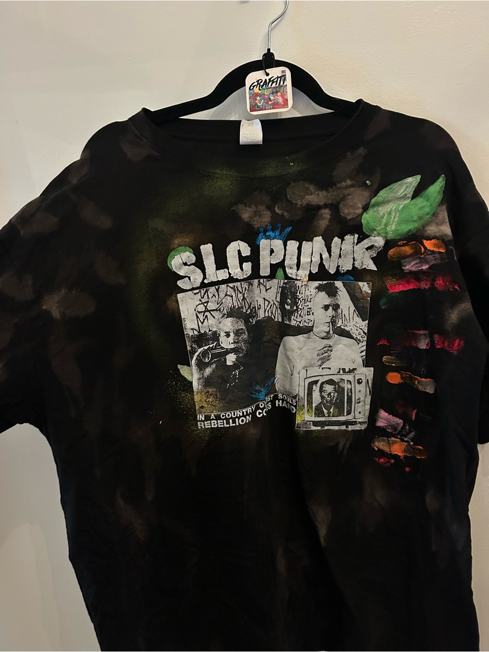 SLC Punk Graphic Graffiti Tee - Black with MulticolorPaint